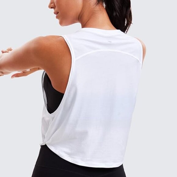 CRZ YOGA Pima Cotton Cropped Tank Top - Picture 4 of 9